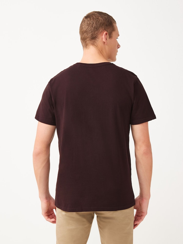 Red Dark Burgundy Regular Fit Essential Crew Neck Cotton T-Shirt - Image 3 of 5