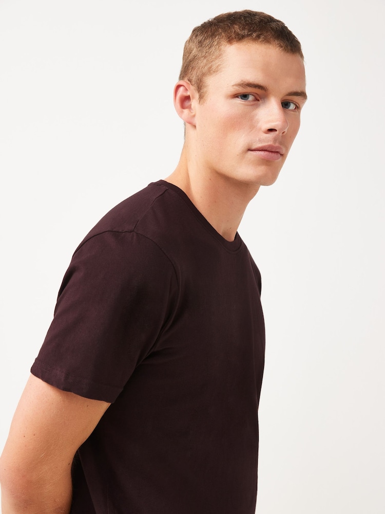 Red Dark Burgundy Regular Fit Essential Crew Neck Cotton T-Shirt - Image 4 of 5