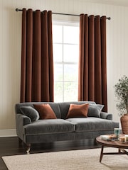 William Morris At Home Orange Lodden Embroidery Made to Measure 100% Cotton Curtains - Image 2 of 9