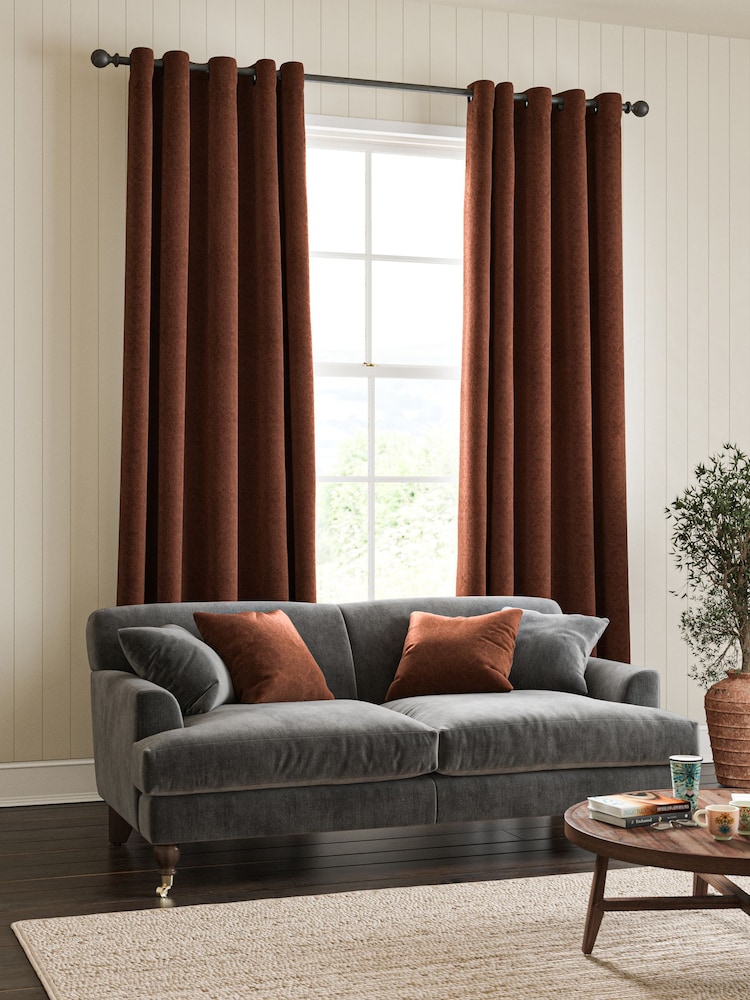 William Morris At Home Orange Lodden Embroidery Made to Measure 100% Cotton Curtains - Image 2 of 9