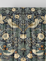 William Morris At Home Indigo Blue Strawberry Thief Velvet Made to Measure Curtains - Image 2 of 9