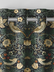 William Morris At Home Indigo Blue Strawberry Thief Velvet Made to Measure Curtains - Image 7 of 9