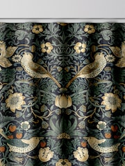 William Morris At Home Indigo Blue Strawberry Thief Velvet Made to Measure Curtains - Image 8 of 9