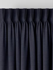 William Morris At Home Indigo Blue Lodden Embroidery Made to Measure 100% Cotton Curtains - Image 5 of 9