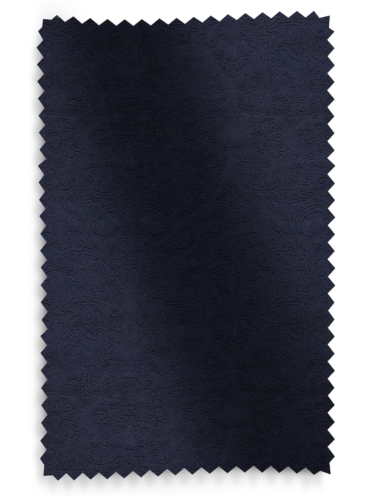 William Morris At Home Indigo Blue Lodden Embroidery Made to Measure 100% Cotton Curtains - Image 9 of 9