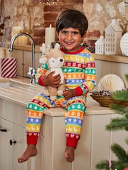 JoJo Maman Bébé Red Kids' Christmas Jersey Pyjamas - Image 1 of 8