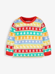 JoJo Maman Bébé Red Kids' Christmas Jersey Pyjamas - Image 5 of 8