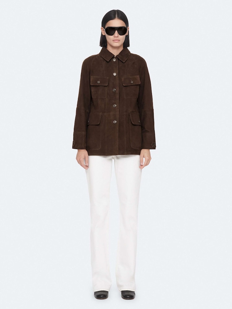 AllSaints Brown Roiya Suede Jacket - Image 2 of 8