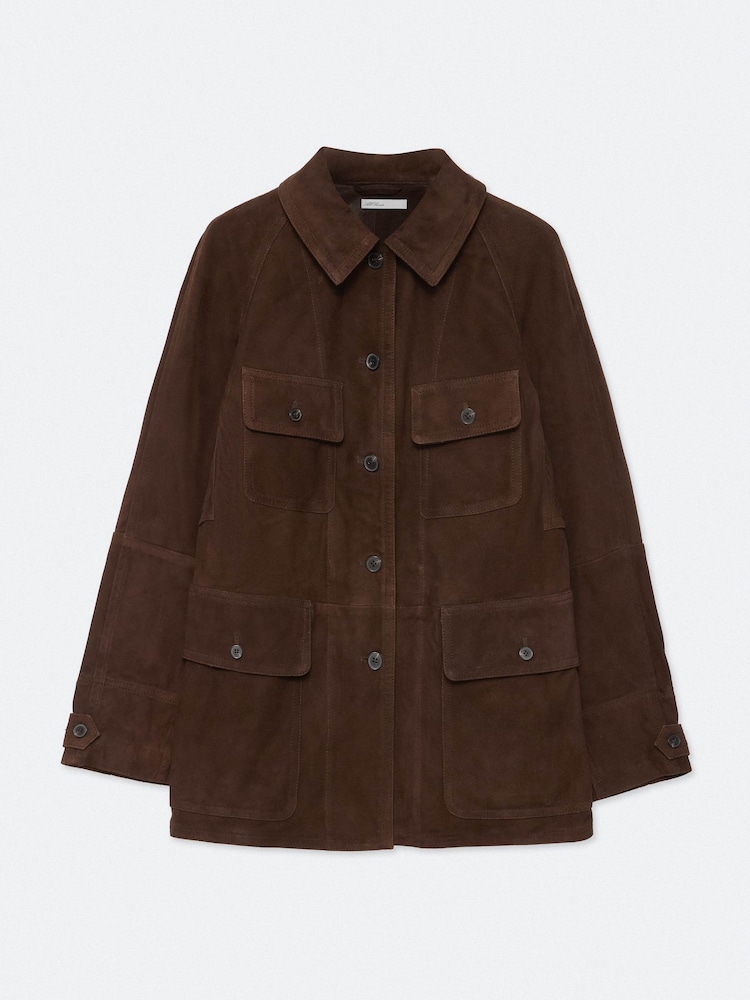 AllSaints Brown Roiya Suede Jacket - Image 8 of 8