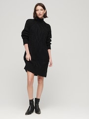 Superdry Black Cable Mock Neck Jumper Dress - Image 2 of 4
