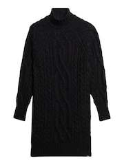 Superdry Black Cable Mock Neck Jumper Dress - Image 3 of 4