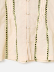 Oliver Bonas Cream Embroidered Striped Scalloped Collar Blouse - Image 5 of 5