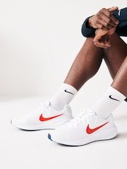 Nike White/Red Regular Fit Revolution 7 Road Running Trainers - Image 1 of 12