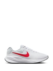 Nike White/Red Regular Fit Revolution 7 Road Running Trainers - Image 2 of 12