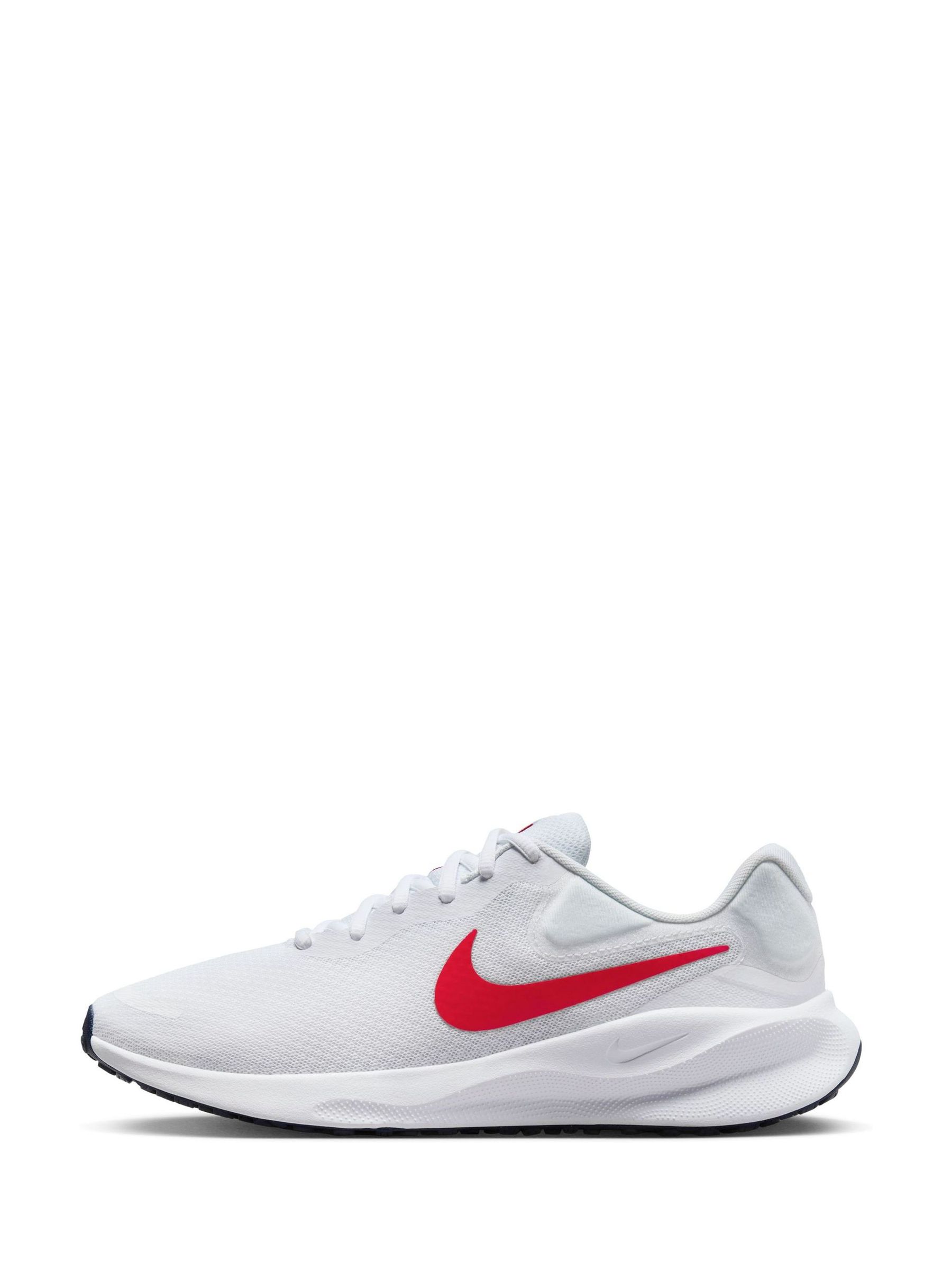 Buy Nike White Red Regular Fit Revolution 7 Road Running Trainers from Next Luxembourg