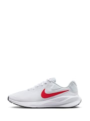 Nike White/Red Regular Fit Revolution 7 Road Running Trainers - Image 3 of 12