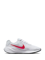 Nike White/Red Regular Fit Revolution 7 Road Running Trainers - Image 4 of 12