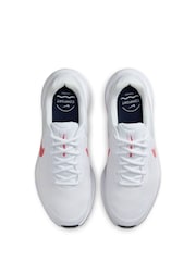 Nike White/Red Regular Fit Revolution 7 Road Running Trainers - Image 8 of 12