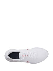 Nike White/Red Regular Fit Revolution 7 Road Running Trainers - Image 9 of 12