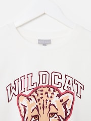 Oliver Bonas Cream Wild Cat Graphic T-Shirt - Image 3 of 5