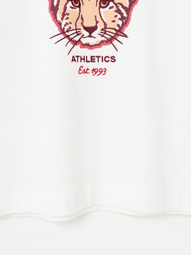 Oliver Bonas Cream Wild Cat Graphic T-Shirt - Image 5 of 5 Oliver Bonas Cream Wild Cat Graphic T-Shirt - Image 5 of 5