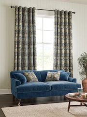 William Morris At Home Indigo Blue Pimpernel Made to Measure 100% Cotton Curtains - Image 2 of 9