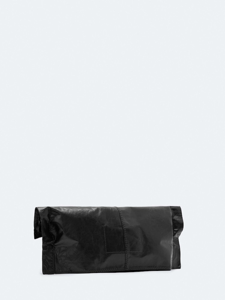 AllSaints Black Lutece Fold Clutch - Image 2 of 2