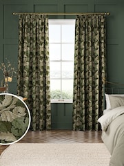 William Morris At Home Green Acanthus Velvet Made to Measure Curtains - Image 1 of 9