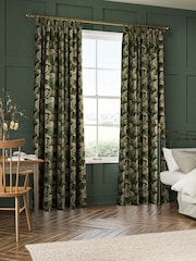 William Morris At Home Green Acanthus Velvet Made to Measure Curtains - Image 2 of 9