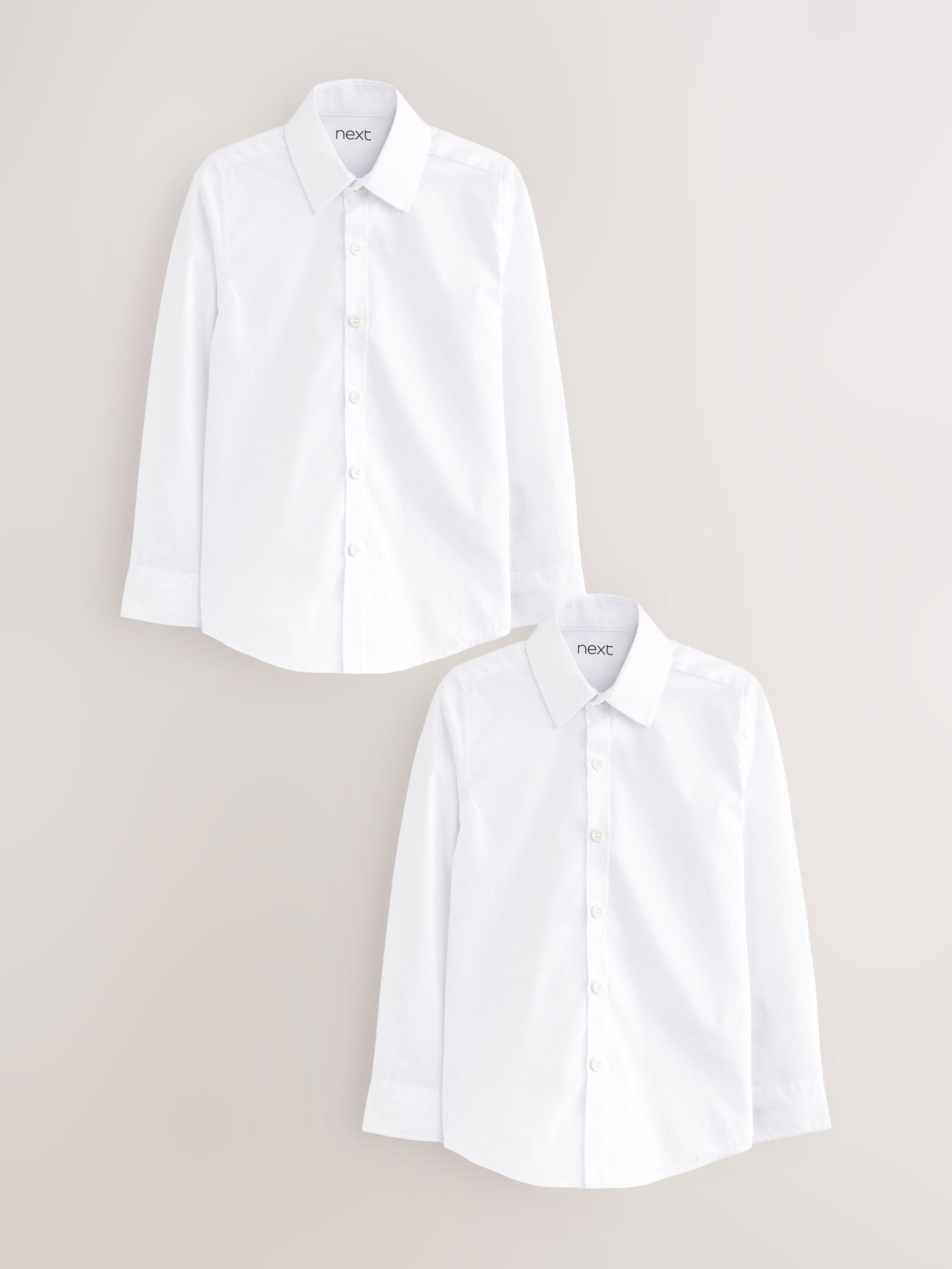 Lot De 2 Chemises D'école Manches Courtes NEXT - Tissu Stretch, Facile à Repasser, Blanc Classique