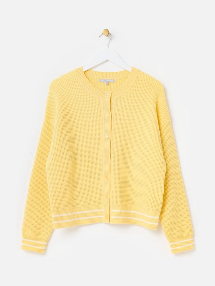 Oliver Bonas Yellow Crew Neck Knitted Cardigan - Image 1 of 6 Oliver Bonas Yellow Crew Neck Knitted Cardigan - Image 1 of 6
