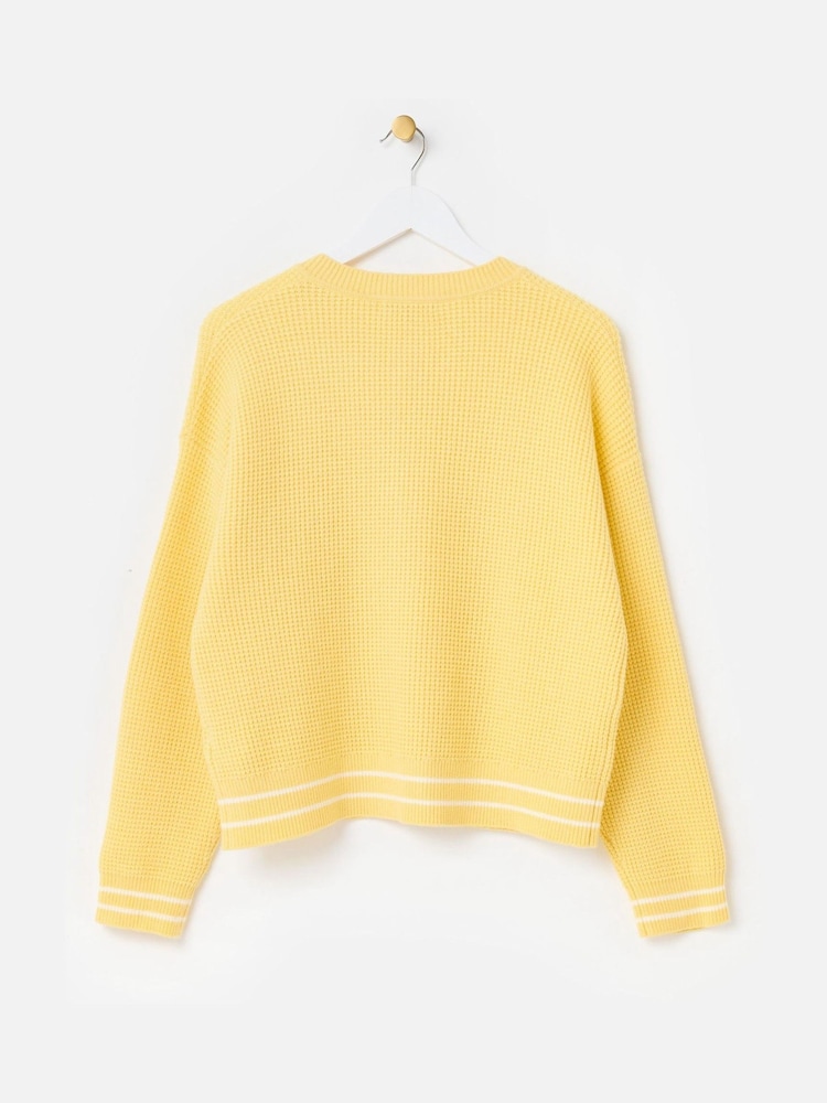 Oliver Bonas Yellow Crew Neck Knitted Cardigan - Image 2 of 6 Oliver Bonas Yellow Crew Neck Knitted Cardigan - Image 2 of 6