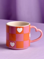 Widdop Pink Chequer & Heart Mug - Image 1 of 4