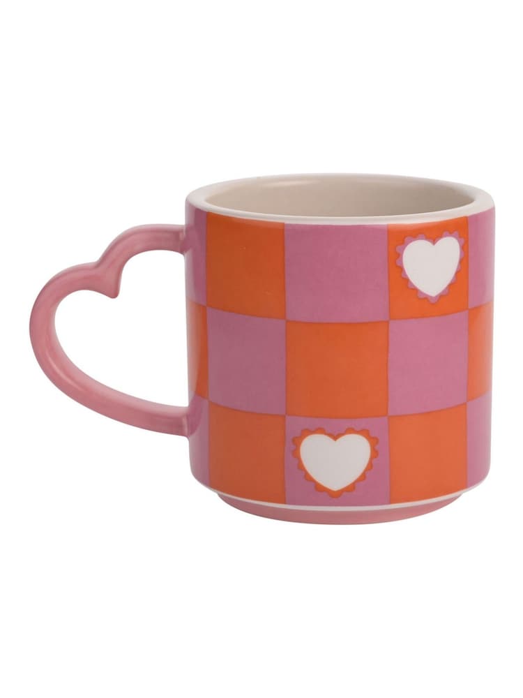 Widdop Pink Chequer & Heart Mug - Image 4 of 4 Widdop Pink Chequer & Heart Mug - Image 4 of 4