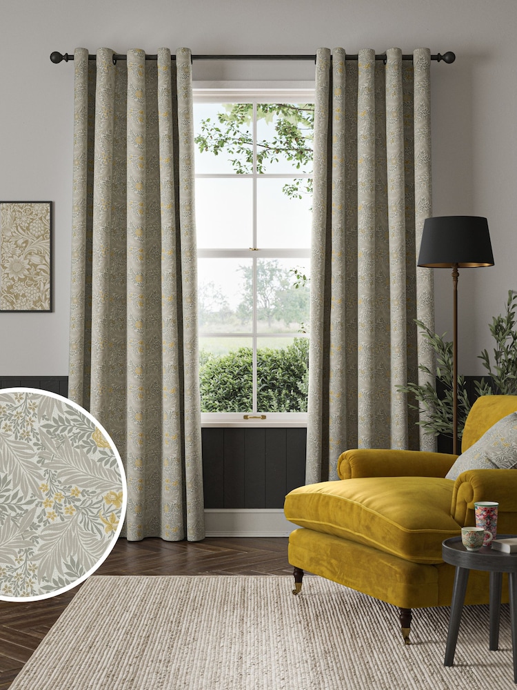 William Morris At Home Flint Grey Larkspur Made to Measure 100% Cotton Curtains - Image 1 of 9