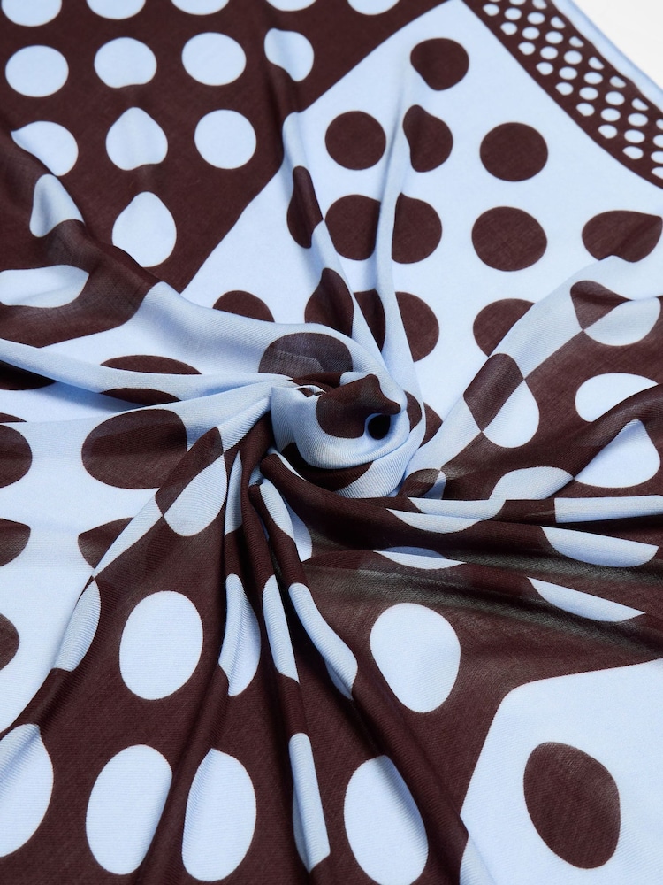 Oliver Bonas Brown Polka Dot Lightweight Scaf - Image 2 of 3 Oliver Bonas Brown Polka Dot Lightweight Scaf - Image 2 of 3