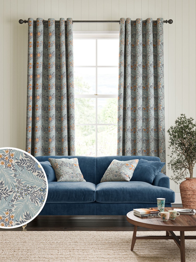 William Morris At Home Blue Larkspur Made to Measure 100% Cotton Curtains - Image 1 of 5