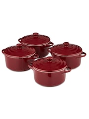 Barbary & Oak Set of 4 Red 10cm Mini Casserole Dishes - Image 4 of 4