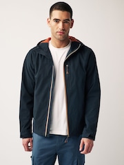 Navy Shower Resistant Pop Zip Hooded Jacket - Image 1 of 12