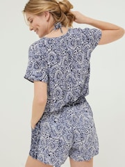 FatFace Blue Watercolour Batik Flippy Shorts - Image 2 of 5