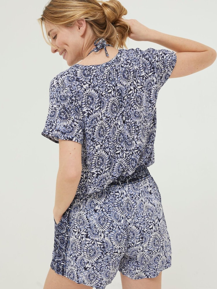 FatFace Blue Watercolour Batik Flippy Shorts - Image 2 of 5