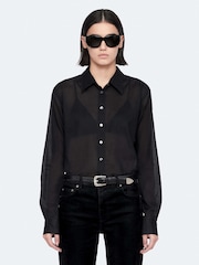 AllSaints Black Simone Blouse Shirt - Image 1 of 8
