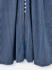 Oliver Bonas Blue Striped V-Neck Seersucker Midi Dress - Image 6 of 6