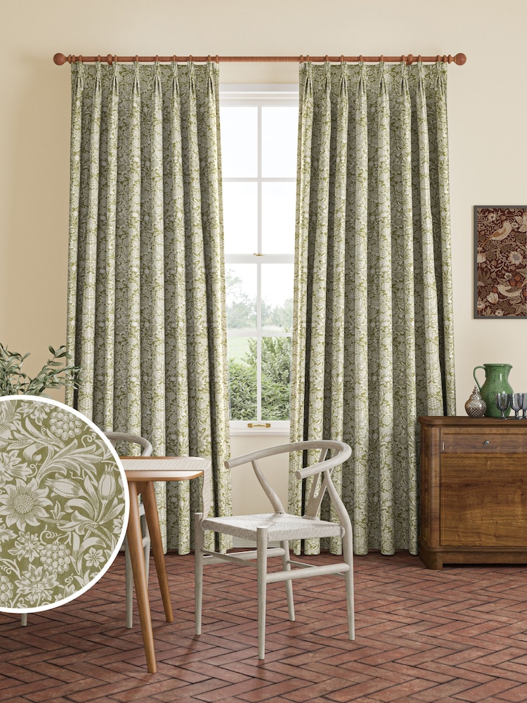 William Morris At Home Artichoke Green Sunflower Made to Measure 100% Cotton Curtains - Image 1 of 9
