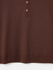 Oliver Bonas Brown Ribbed Short Sleeve Henley Top - Image 5 of 5