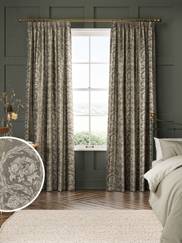William Morris At Home Grey African Marigold Velvet Made to Measure Curtains - Image 1 of 9
