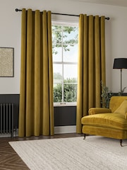 William Morris At Home Ochre Yellow Lodden Embroidery Made to Measure 100% Cotton Curtains - Image 2 of 9
