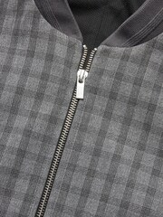 Light Grey Slim Fit Check Motion Flex Co-ord: Bomber Jacket - Image 10 of 11