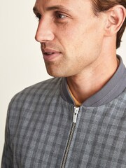 Light Grey Slim Fit Check Motion Flex Co-ord: Bomber Jacket - Image 4 of 11