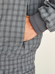 Light Grey Slim Fit Check Motion Flex Co-ord: Bomber Jacket - Image 6 of 11